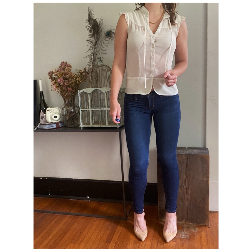 old navy frilled button up top